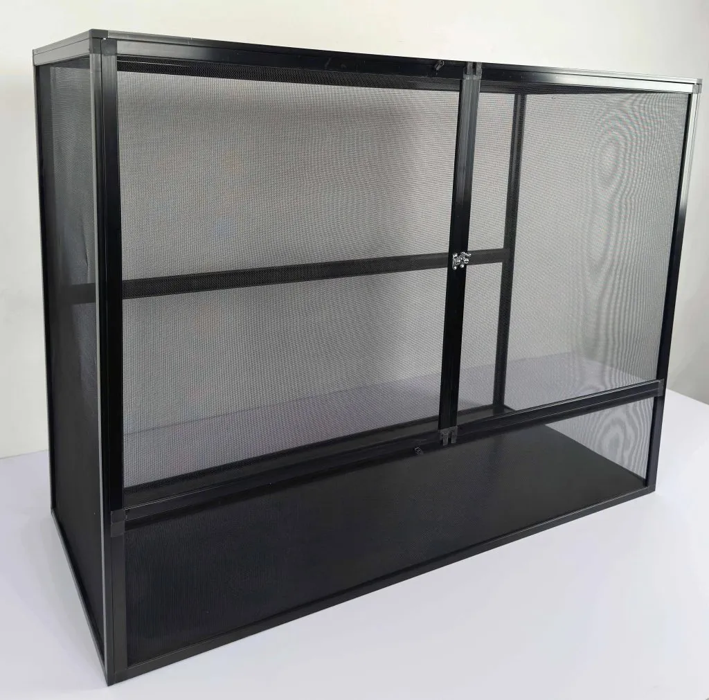 Toxirium 48x24x36 inch black metal screen cage on white background.