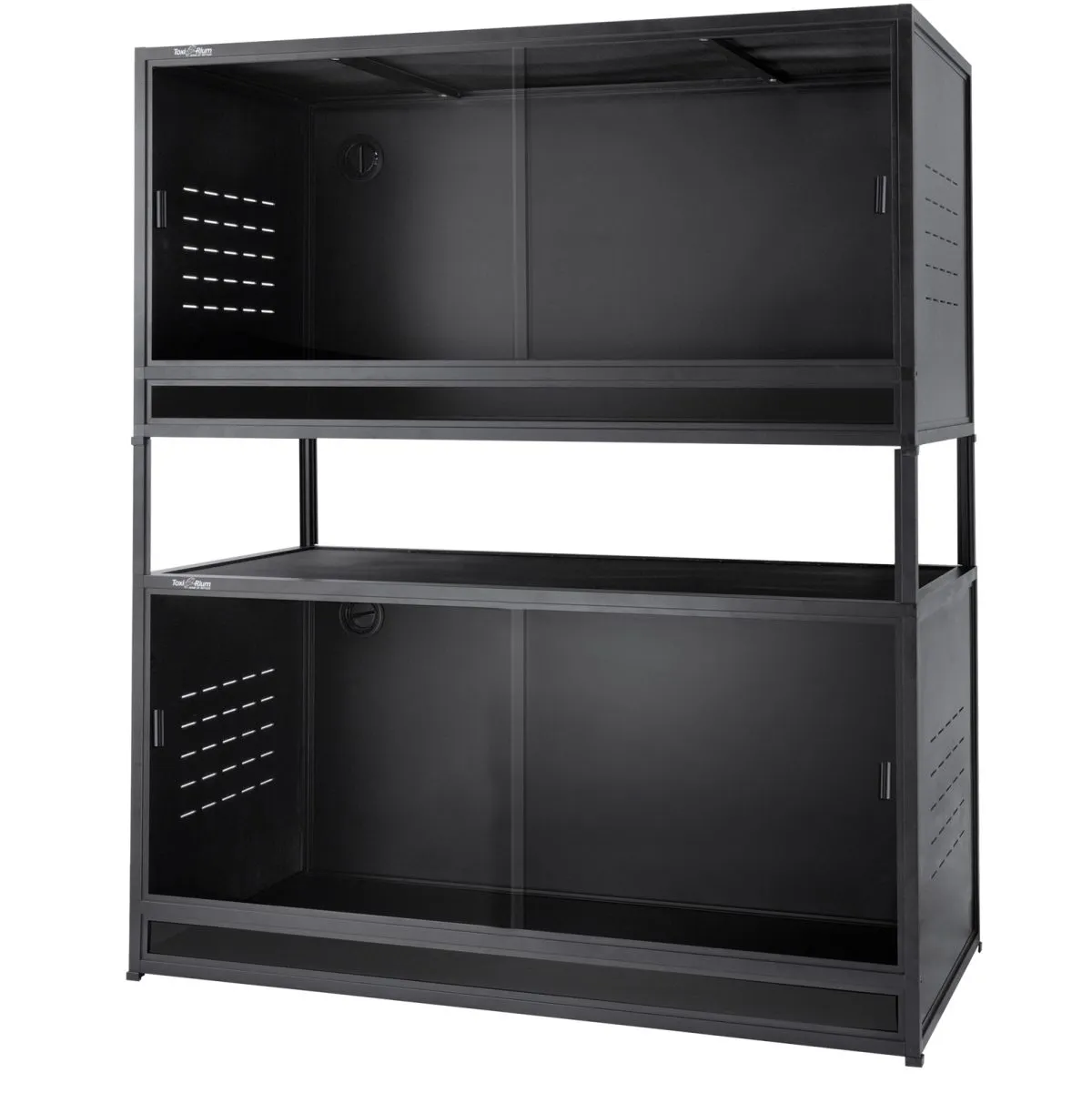 Toxirium Black 4x2x2 PVC Reptile Enclosures, stacked with TCL text.