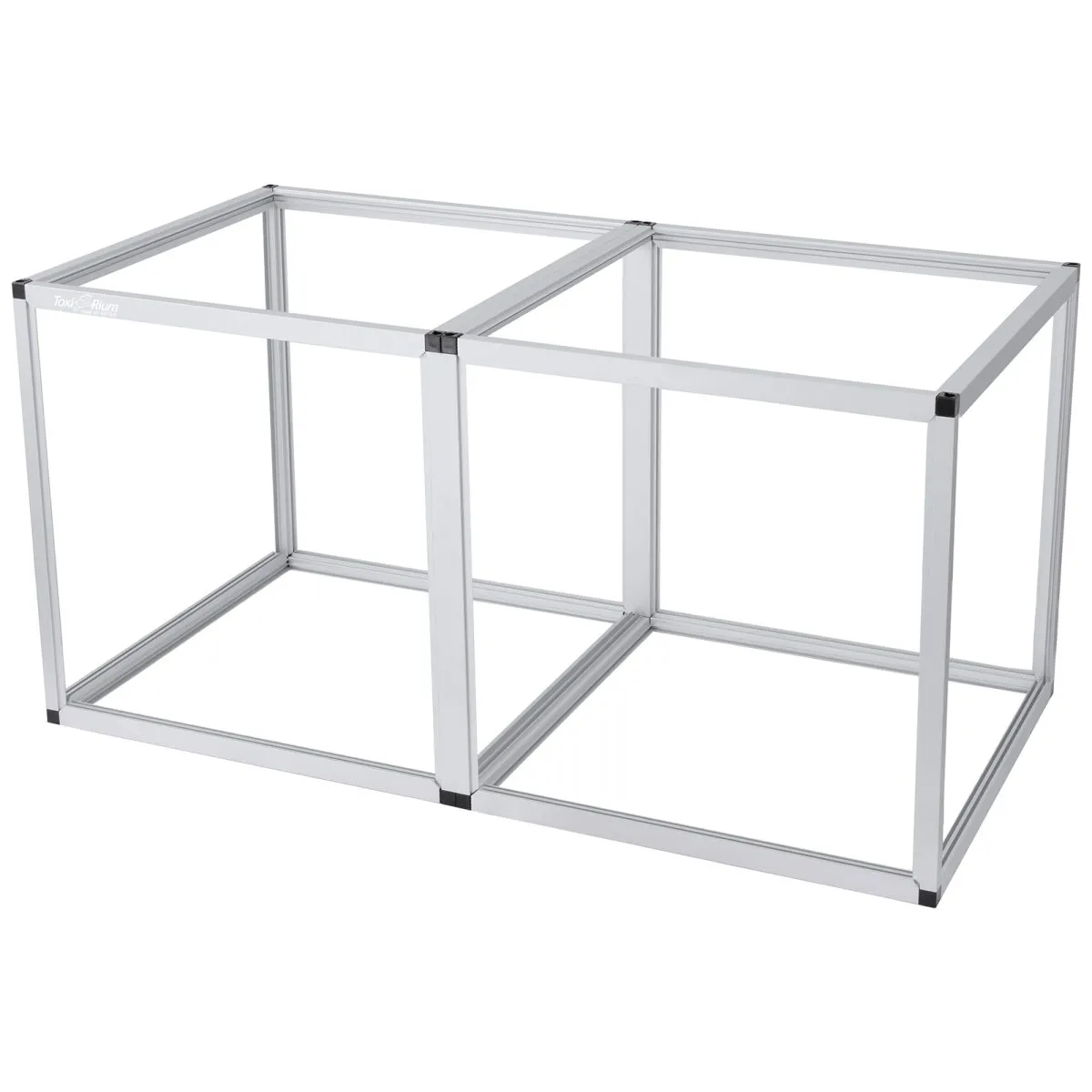 Toxirium Reptile Enclosure Stand, silver aluminum frame for two cages.