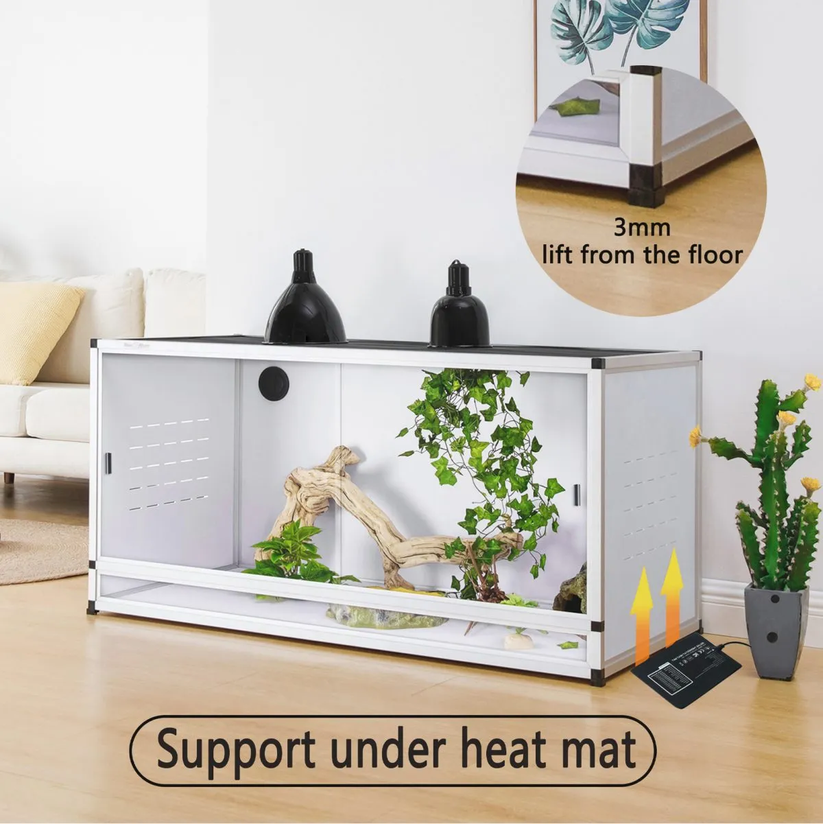 Modern White Hybrid Reptile Cage Front