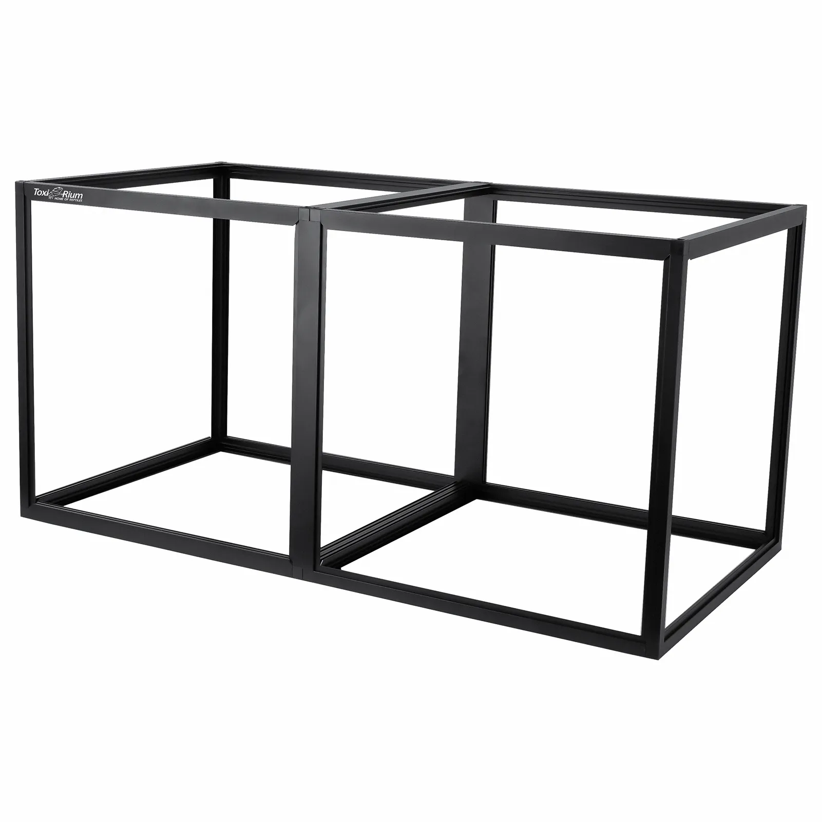 Toxirium black modular aluminum frame for aquarium or reptile stand.