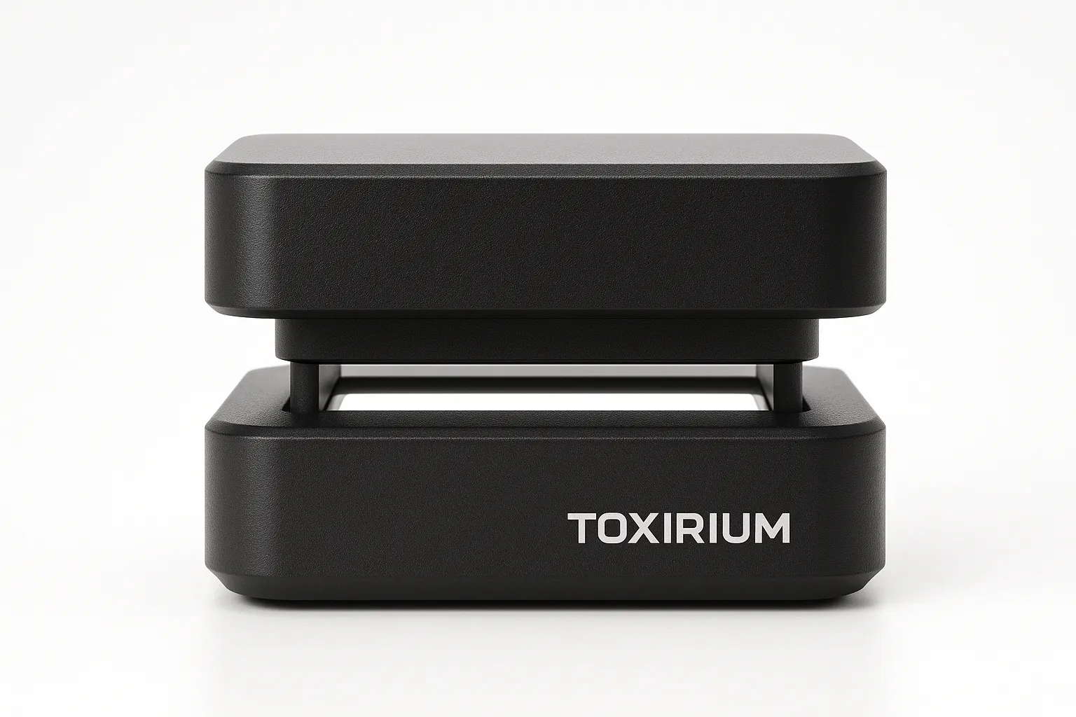 Toxirium dual black terrarium units stacked in a white setting.