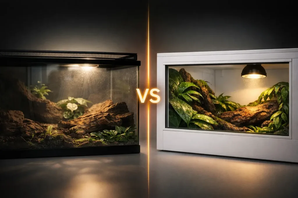 glass-vs-pvc-reptile-enclosure-comparison-guide-2026-cover